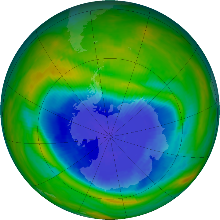 Antarctic ozone map for 24 September 1985